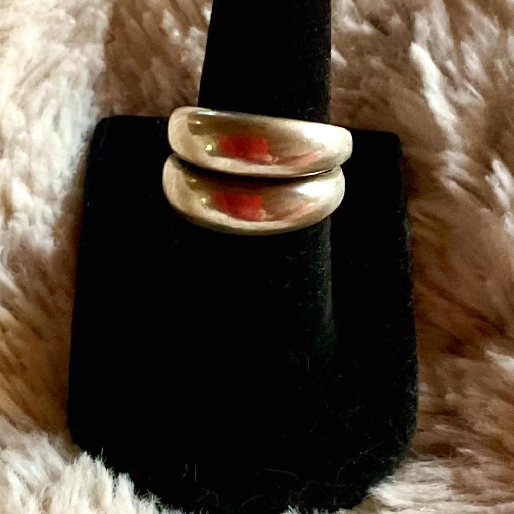 Solid Sterling Double Band Ring - Sz 6 - image 1